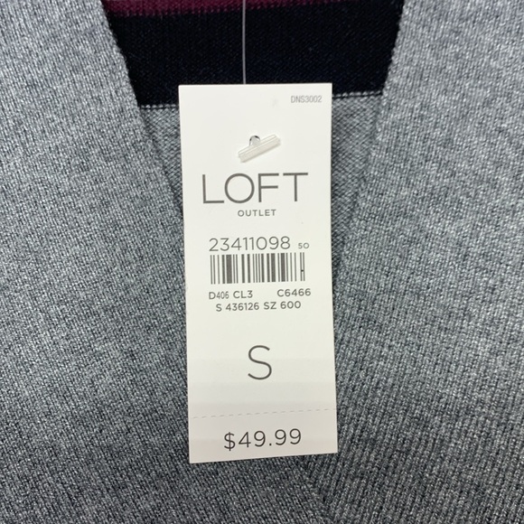 LOFT Multicolor Striped V-Neck Sleeveless Poncho Sweater - Picture 5 of 7
